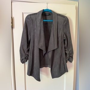 Alfani microsuede 3/4 sleeve jacket- XL grey